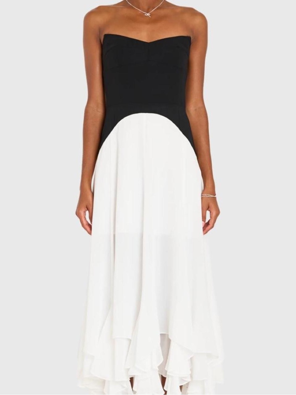 Amanda Uprichard Valencia Strapless Black & White Midi Dress - Picture 2 of 4